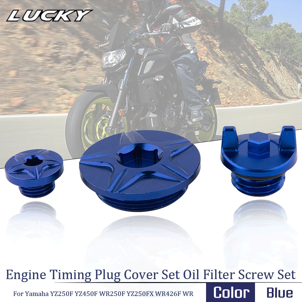 Motorcycle CNC Engine Timing Plug Cover Set Oil Filter Screw Set for Yamaha YZ250F YZ450F WR250F YZ250FX WR Dirt Bike