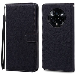 Leather Flip Wallet Phone Case - Premium Book Cover Design - Realme 14ProPlus (Black)