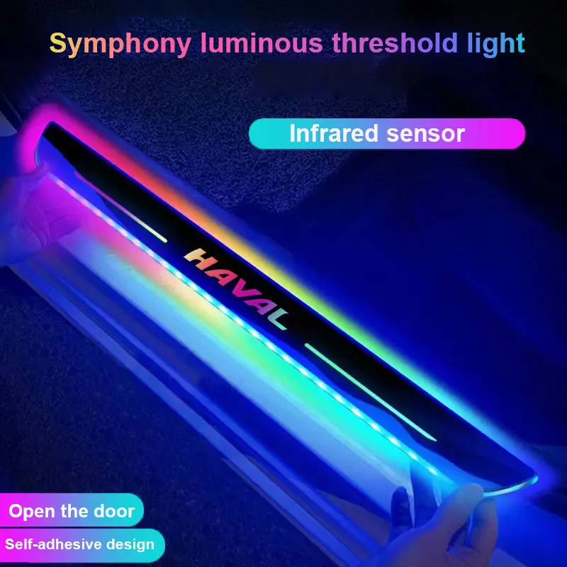 

Car Door Sill Lights with Logo Illuminated Welcome Lamp For Haval H6 GT Jolion 2022 2023 Symphony Wireless Sensor Auto Syling