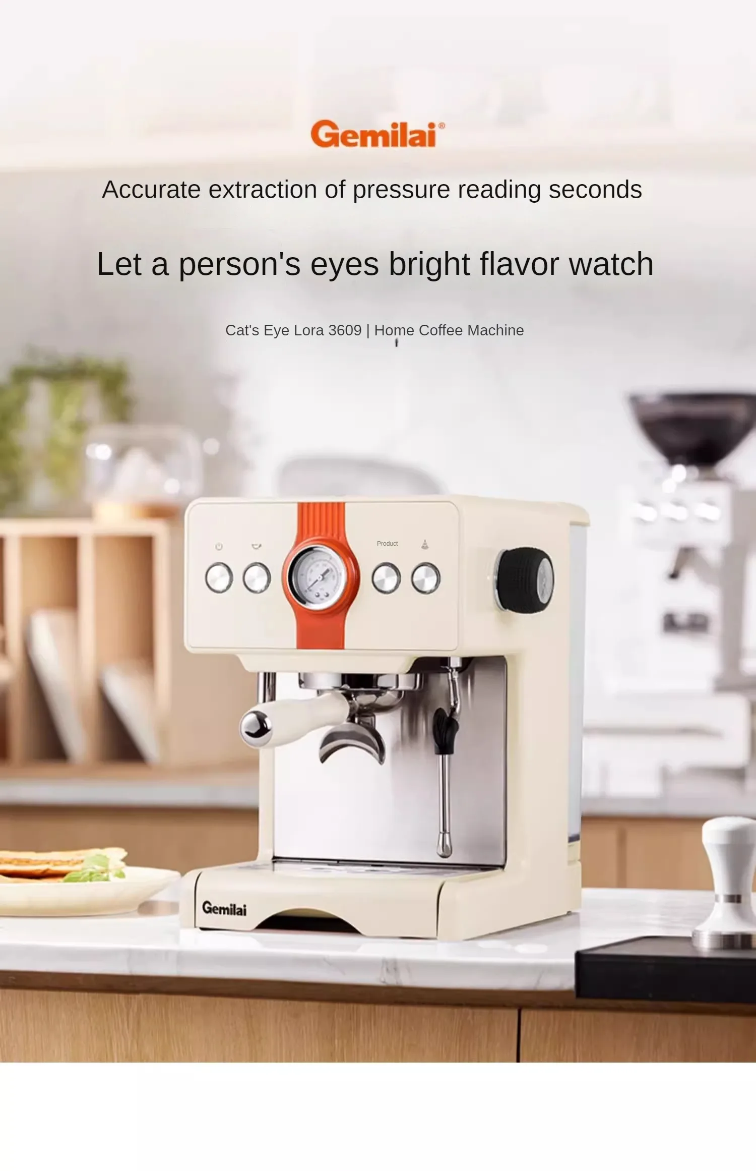 Gemilai CRM3609 Professional Italian Style Coffee Machine 15 BAR Pump Espresso Coffee Maker 1.7L description image