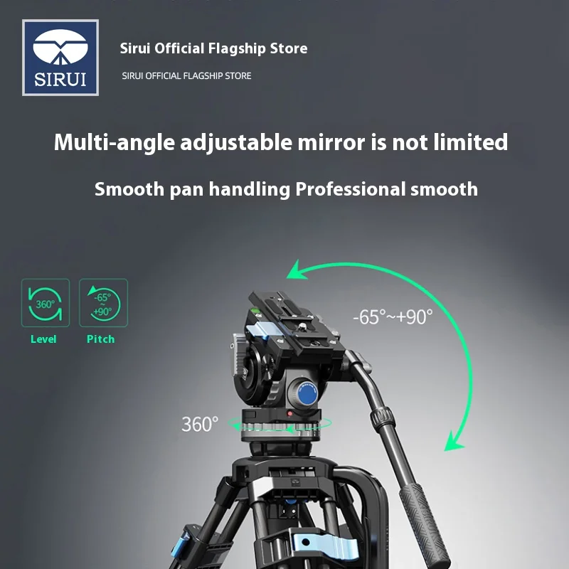 SIRUI VHS10 Video Fluid Head with Flat Base and Adjustable Handle, Quick Release