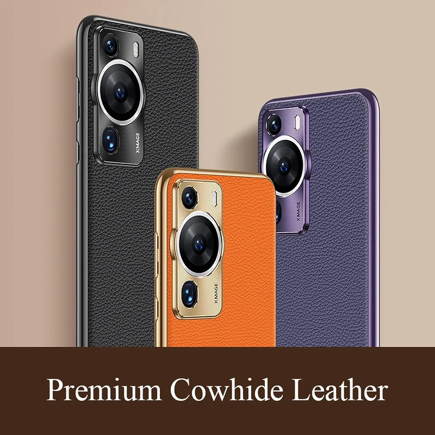 

Чехол для Huawei P60 / P60 Pro / P60 Art, натуральная кожа, тонкий чехол с гальваническим покрытием и рамкой из ТПУ, полная защита камеры, противоударный чехол для мобильного телефона