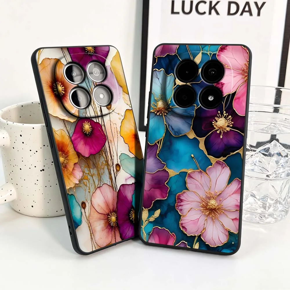 Elegant Black Soft Cover with Floral Butterfly Design Phone Case