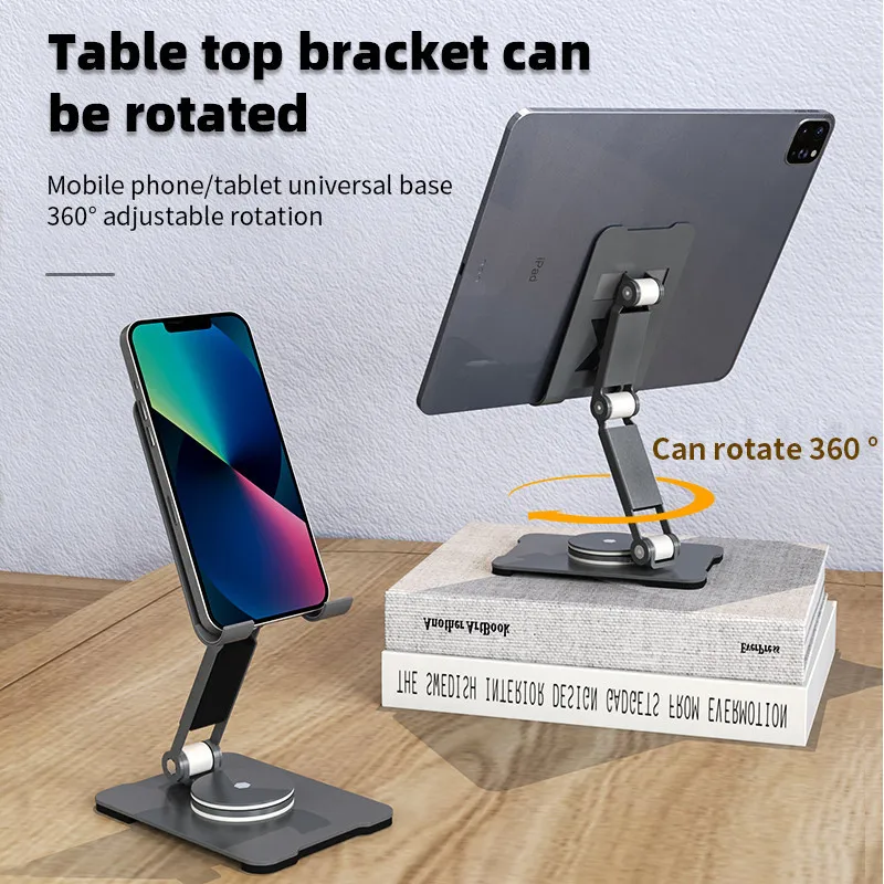 

360°Rotation Phone Holder Portable Foldable Desk Phone Holder Metal Cell Phone Stand For ipad iPhone 13 14 12 Xiaomi Samsung