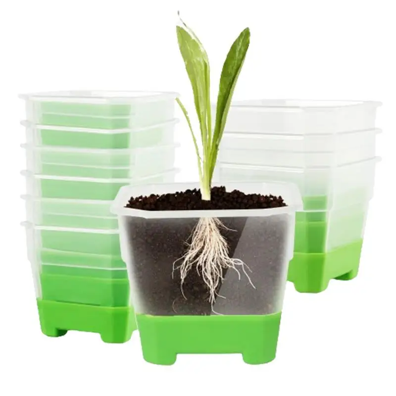 

Nursery Pots 10pcs Seedling Containers Planting With Silicone Base Reusable Square Seedling Pots With Draining Holes for plants