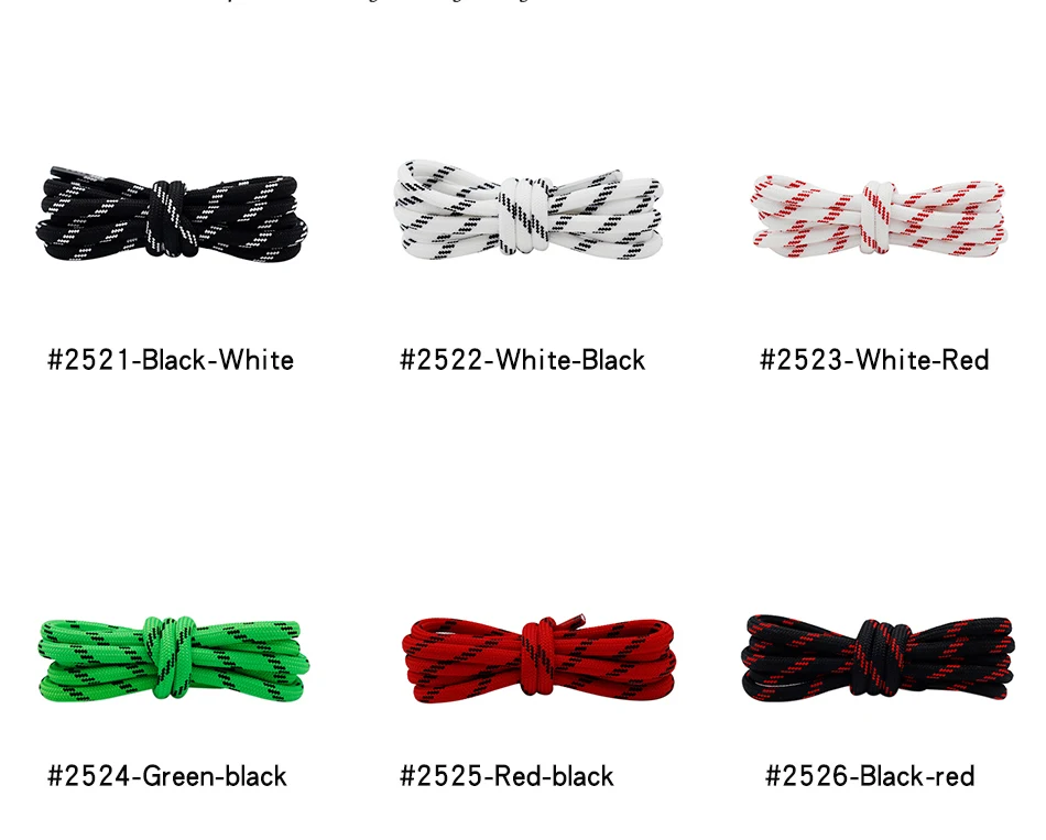 Coolstring 5mm Round Laces Sports Black White Red Shoelaces Unisex Casual Shoestring Bootlaces for P6000 Sneakers Dad Shoes
