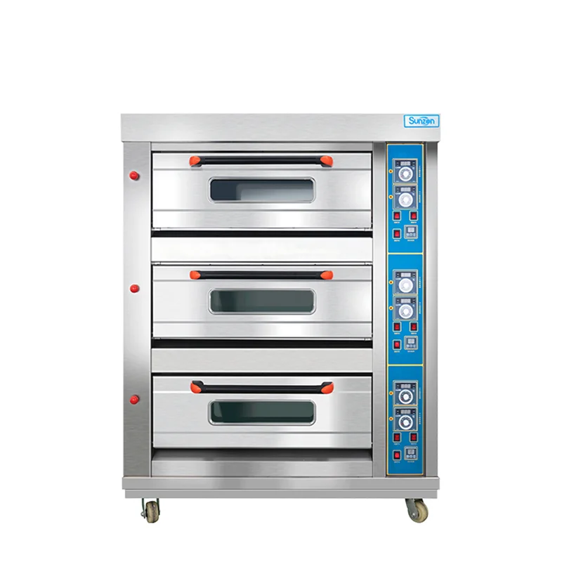 Commercial Baking Oven 3 Deck 6 Trays Gas Oven Stainless Steel Pizza Bread Bakery Equipment  Roaster Machine