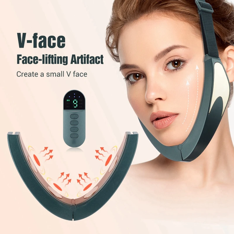 

EMS V-Face устройство для подтяжки лица 6 режимов омоложения кожи с подогревом двойной вибрацией подбородка Беспроводной удаленный массажер