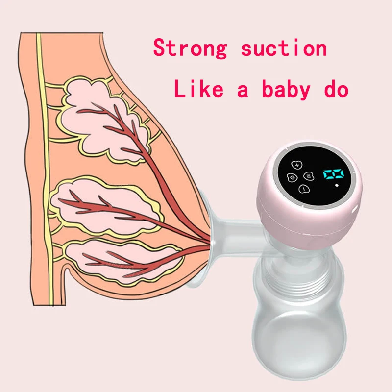 Electric Breast Pump with LED Screen, Milk Puller for Breastfeeding, Low Noise, Milk Bottle, BPA Free, 180ml