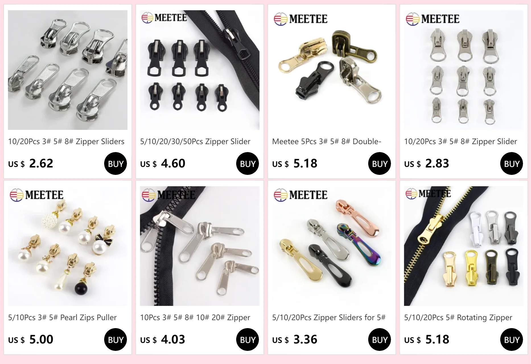 10/20Pcs 3# 5# 8# Zipper Sliders for Nylon Resin Metal Zips Silver Zippers Slider Pull Luggage Tape Zip Puller Lock Head Kitting