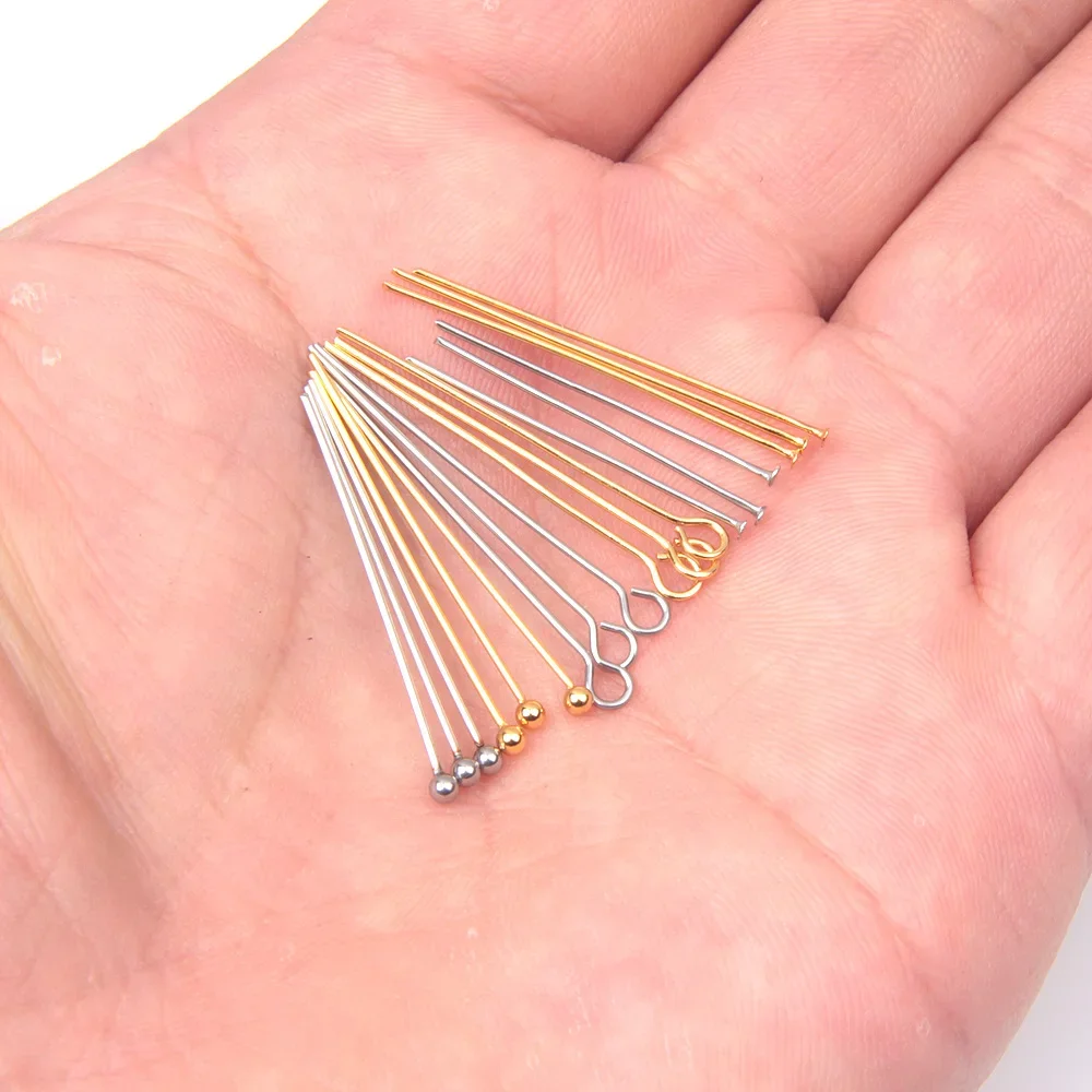 50-100pcs/Lot 15-50 mm 316 Stainless Steel Golden Ball Pins Findings Ball Head Pins for Jewelry Making DIY Supplies Accessories