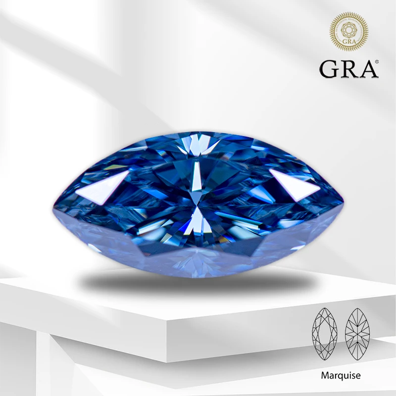 

Moissanite Gemstone Royal Blue Primary Color Marquise Cut Lab Grown Diamond for DIY Women Jewelry Making with GRA Certificate