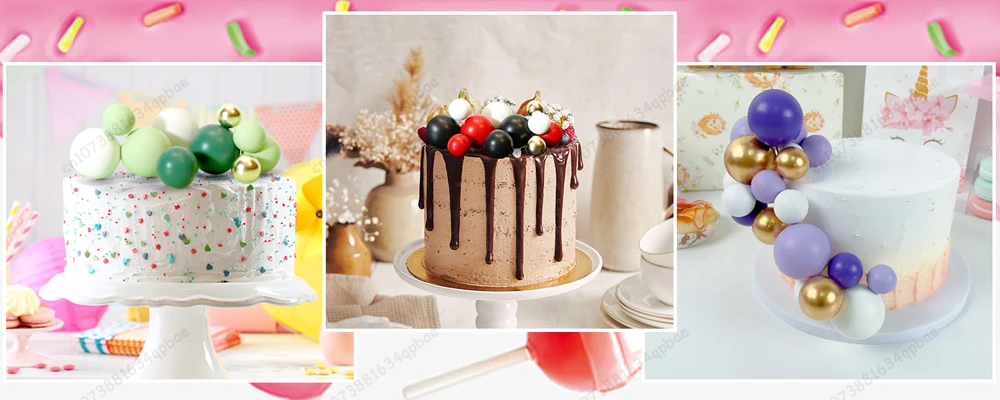 20Pcs Cake Topper Gold Silver Ball Happy Birthday Cake Topper DIY Cupcake Flag Wedding Christmas Ball Decor Birthday Decoration