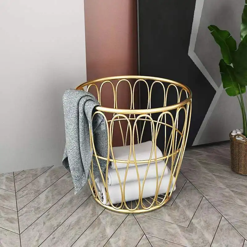 

Nordic Minimalist Dirty Clothes Basket Metal Iron Art Laundry Storage Rack Bathroom Cloakroom Bedroom Washhouse Organization