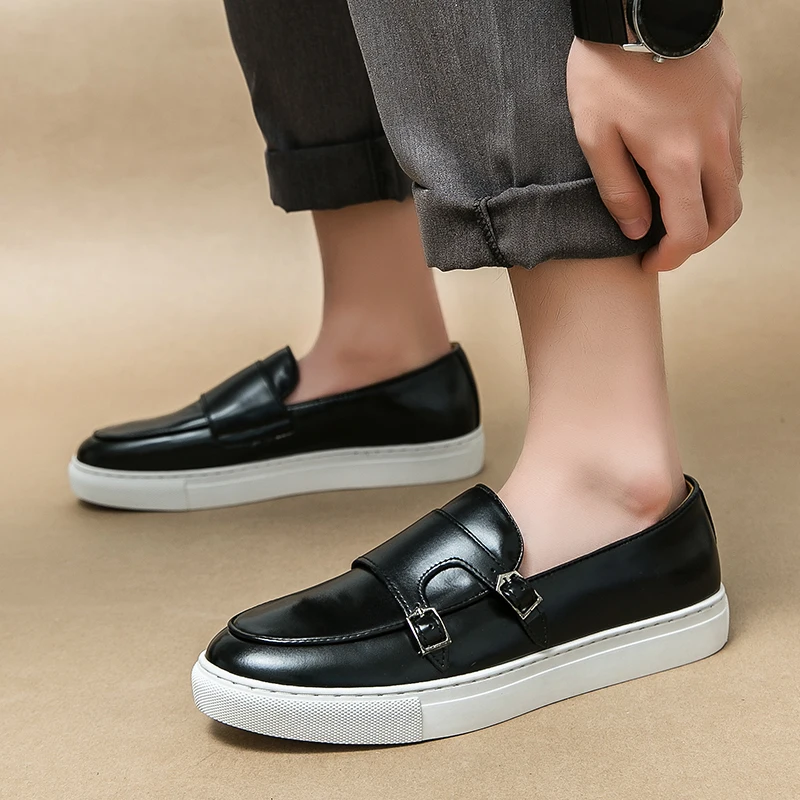 Trendy Brand Men's Genuine Leather Shoes Thick Soled Men's Casual Shoes Outdoor Driving Business Loafers