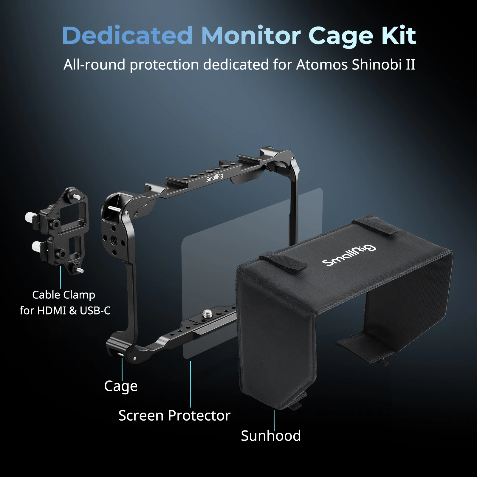 【新品未使用】Atomos SHINOBI SmallRigケージ付き SmallRig Monitor Cage Kit for Atomos Shinobi II, with