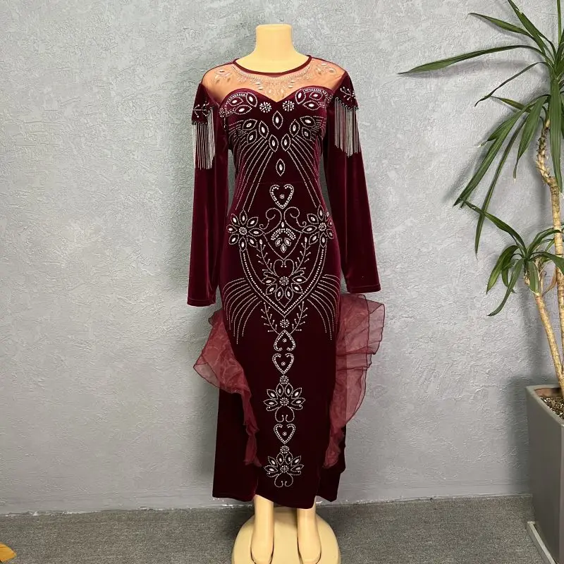 green emerald velvet dress Classy Long Off-The-Shoulder Sequins Split Prom Dresses with Long Sleeves main image 0