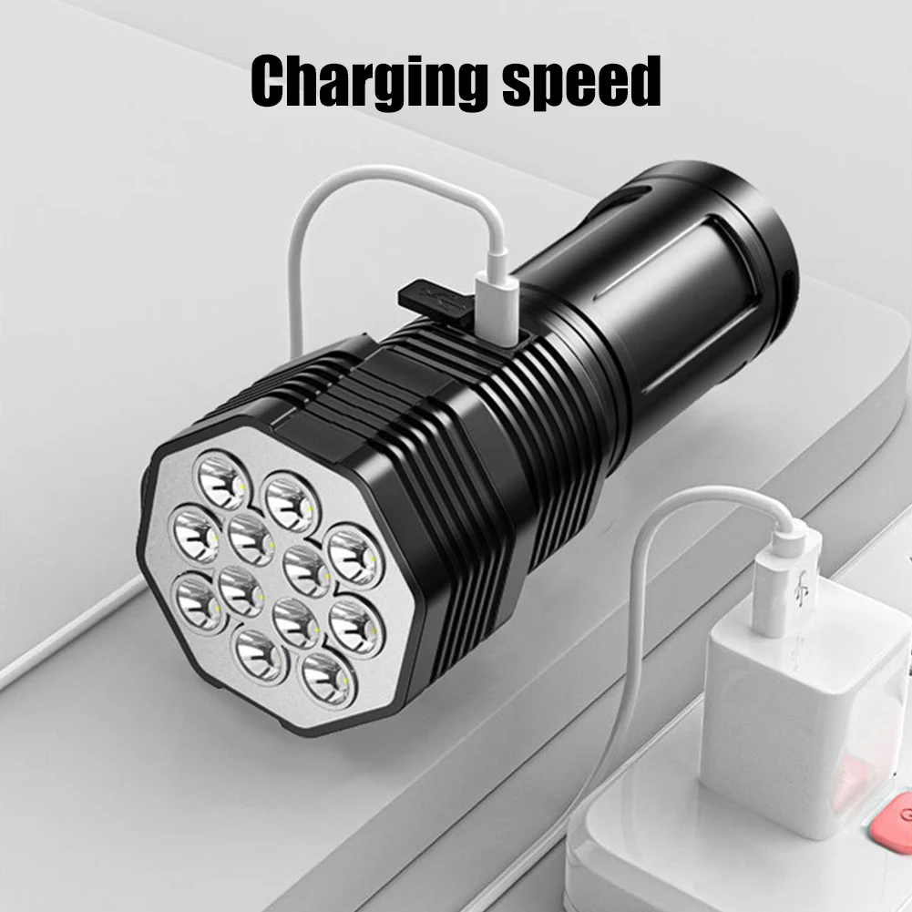 강력한 LED 손전등 전술 토치 USB 충전식 COB 손전등, 4 모드 방수 램프 울트라 브라이트 캠핑 랜턴