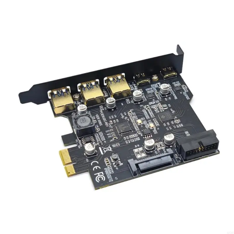 QXNE Next-Gen Type-C USB 3.2 Gen1 PCI-E Board with 5-Port Hub and Internal Connector Expand Your PC Capabilities