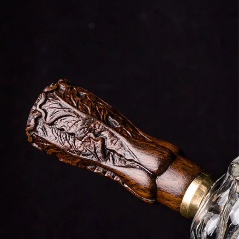 Glass Tea Serving Pitcher Decanter, Wooden Handle, Chinese Gongfu Chahai Tea Pitcher Glass Tea Cup Coffee Milk Pot