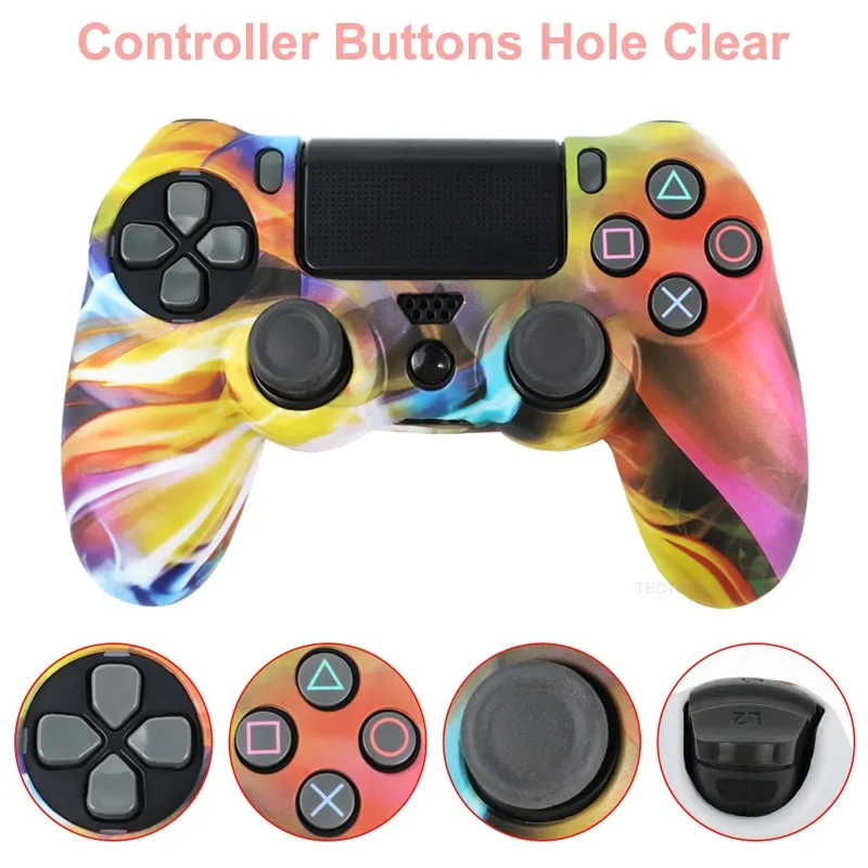 Silicone Case For PS4 Controller Cover For dualshock 4 Gamepad joystick Skin For PS4 Accesorios 2 thumbsticks Grips Caps