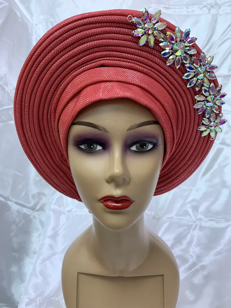 African Newest Classic Multicolor Femme Turbans Embroidered High