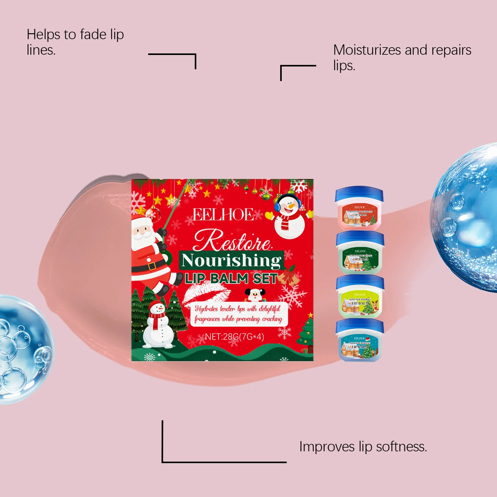 4-In-1 Holiday Lip Balm Gift Set - Long-Lasting Hydration & Repair Lip Care Kit