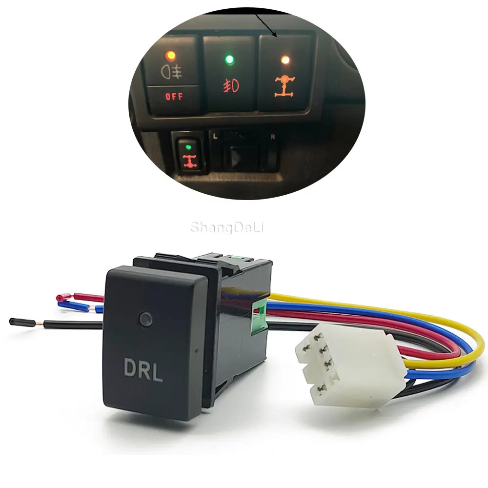 

Оранжевая Светодиодная лампа дневного света, переключатель, кнопочный переключатель для модификации с проводом, подходит для Suzuki JIMNY 2007 - 2015