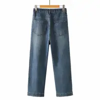 Autumn New Retro Slim Denim Straight Leg Pants Fashion Plus Size Women's Jeans Casual Lace Hem Full Length Bottoms 8659 - Image 5