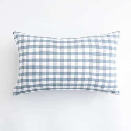 Light Blue Plaid Decorative Pillow Cover - Stylish Home Cushion