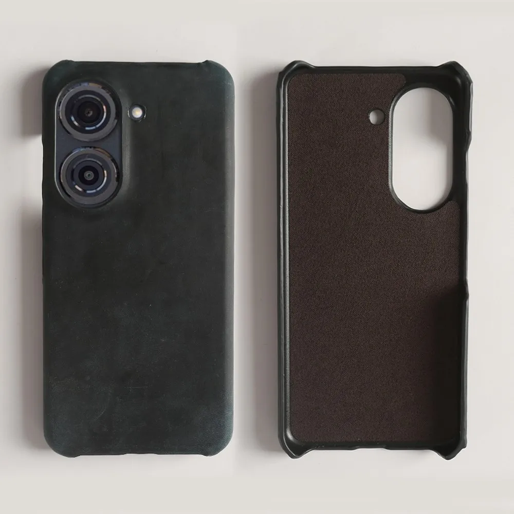 Handcrafted Genuine Leather Crazy Horse Pattern Phone Case - Real Cowhide Cover Housing Coque Back Shell