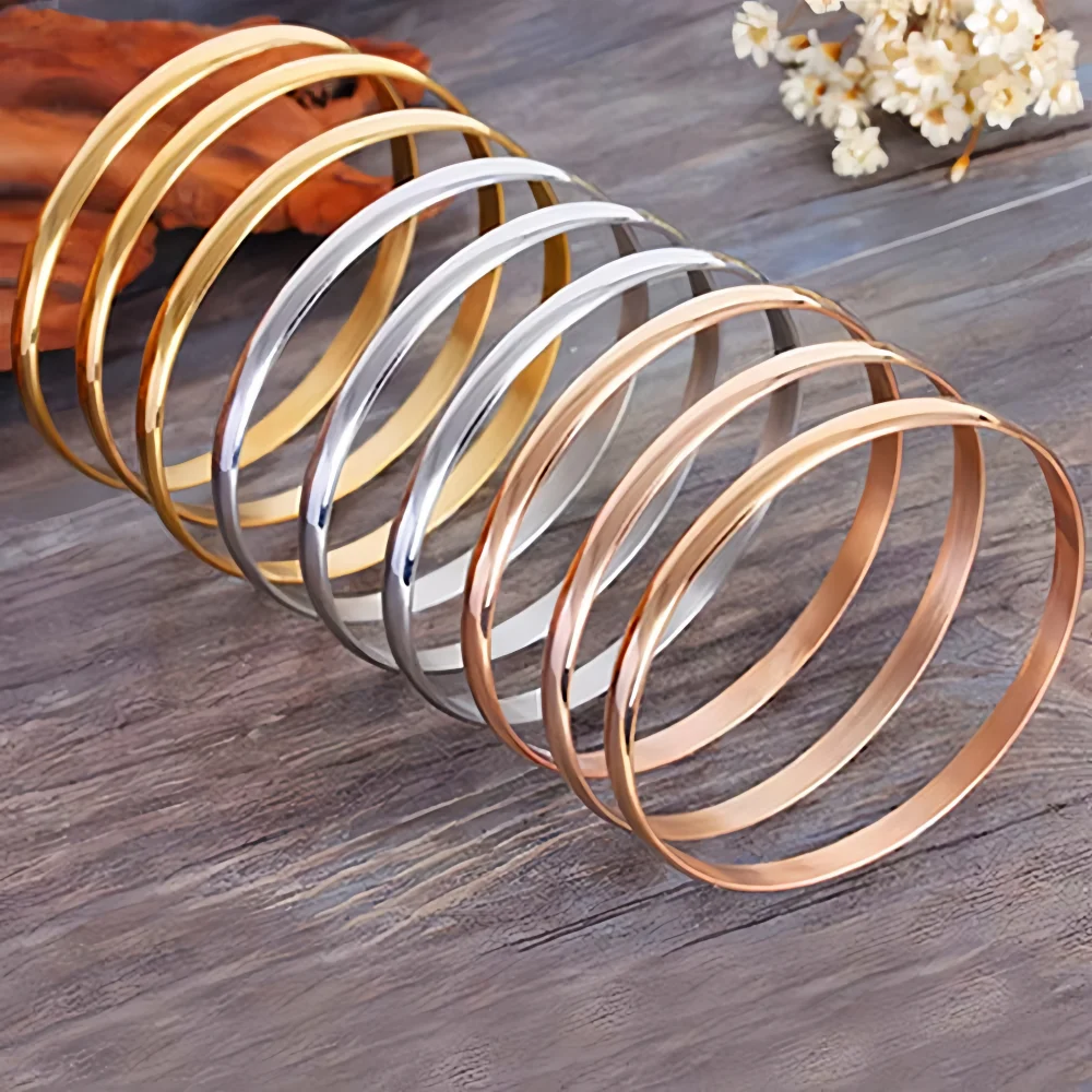 7/9/12Pcs Set Fashion Stainless Steel Bangle Set Arrival Plated 8.5inch Length Inner Diameter 68mm For Jewelry Making Parts 6
