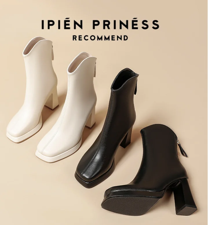 French Style Women's Ankle Boots With Thick Heels And Platform_voghion.com