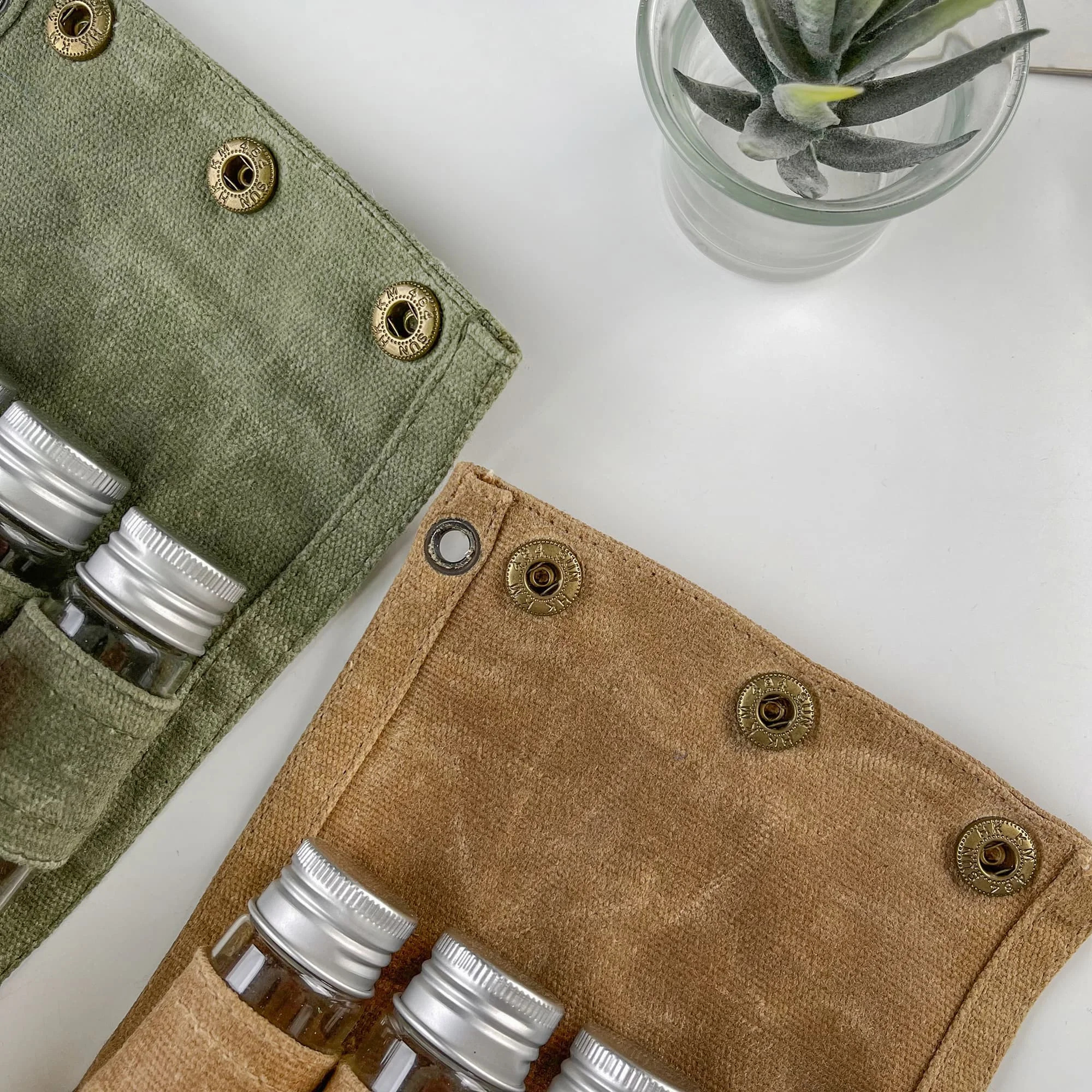 New Portable Foldableing Wax Canvas Waterproof Storage Bag Seasoning Bottle Set Camping Hiking Picnic Barbecue Seasoning Bag