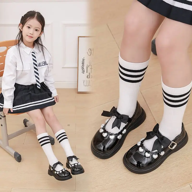 Leather Kids Shoes for Girls Soft Sole Classic Flats