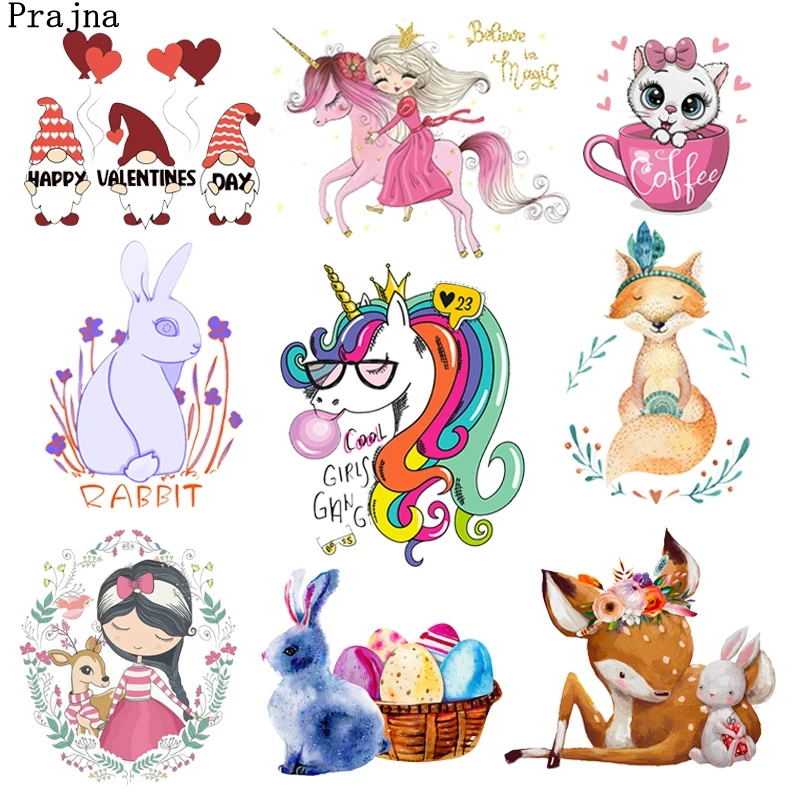 Iron on patches cute unicorn Thermal Transfers for Clothing Cartoon Animal  Heat Transfer Vinyl Stickers on