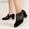 Summer Women High Heel Shoes Mesh Breathable Pumps Zip Pointed Toe Thick Heels Fashion Female Dress Shoes Elegant Footwear 1