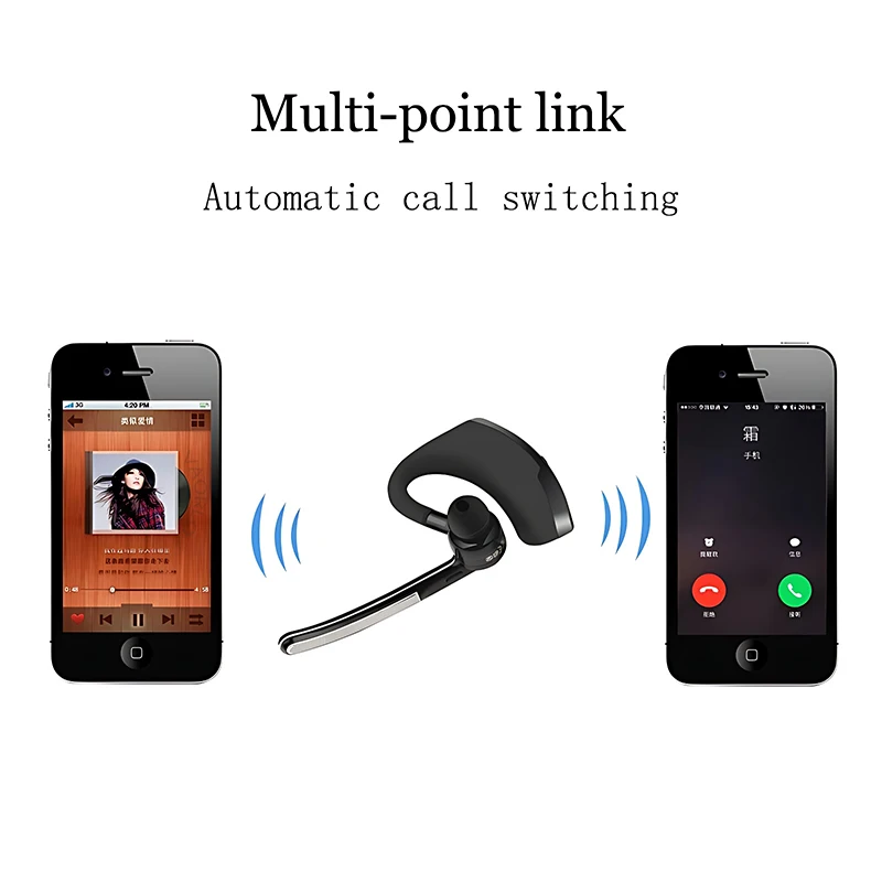 New V8 Wireless Bluetooth Single Earphone With HD Mic Stereo Headset Handsfree Call Business Headphone For Sports Driving Travel 5