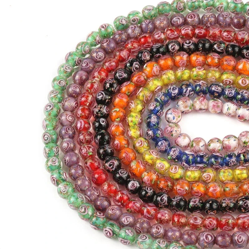 10 Stück 8 mm bunte Lampwork-Blumen-Glasperlen, lose Perlen für Schmuckherstellung, Frauen, DIY, Armband, Halskette, Ohrringe, Zubehör – Detail 4