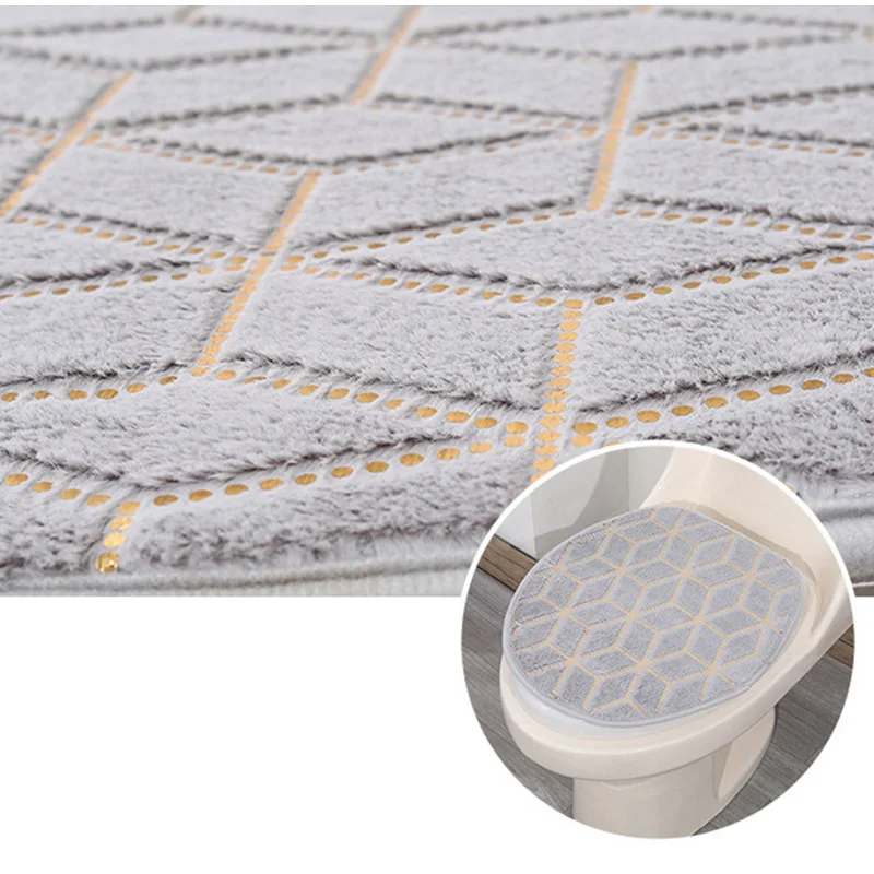Bathroom Mat New Flannel Carpet Printing Striped Non-slip Mat Toilet Bathroom Absorbent Living Room Bedroom Foot Mat floor mat,bathroom mat,absorbent bathroom mat,bathroom floor mat,toilet mat,bath mat,anti slip mat