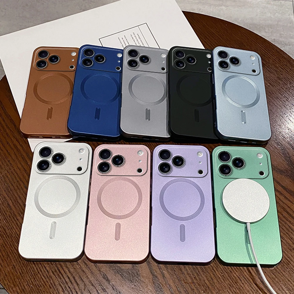 Desert Gold Metallic MagSafe Magnetic Charging Phone Case with Fine Hole Design