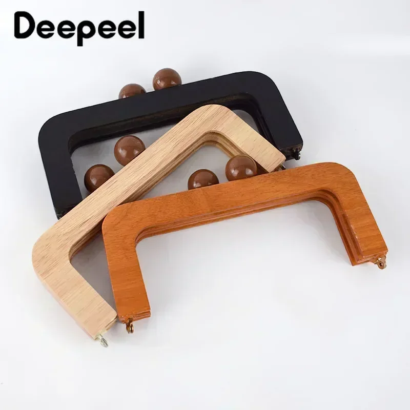 1Pc Deepeel 20cm Bag Frame Wood Handle Wooden Bags Closure Kiss Clasp Purse Frames Lock Buckles DIY Accessories for Handbags 15 13 16 10 20 10 solid wood big hand made bags handbags purse rectangle handles save real wood tote diy replacement accessories