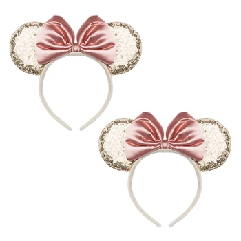 Fasce per orecchie da topo da 2 pezzi, fasce per orecchie da topo con fiocchi lucidi per feste di compleanno, eventi a tema, un complemento perfetto per il tuo viaggio 1