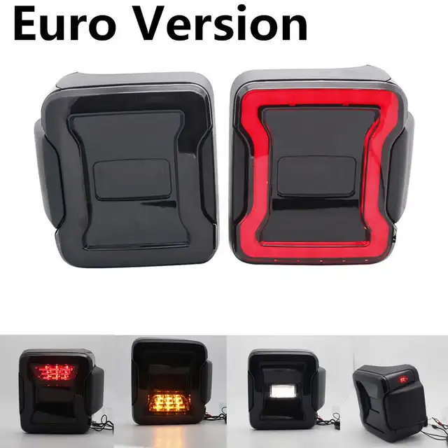 AUDEXEN LED Tail Lights For Jeep Wrangler JL/JLU 2018-2024 - Black C-Shaped Design, 20W Reverse Lights, DOT Compliant