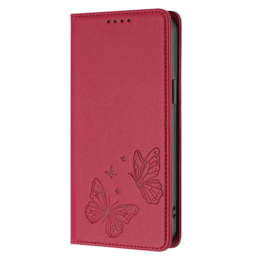 Magnetic Wallet Flip Leather Case with Butterfly Flower Design