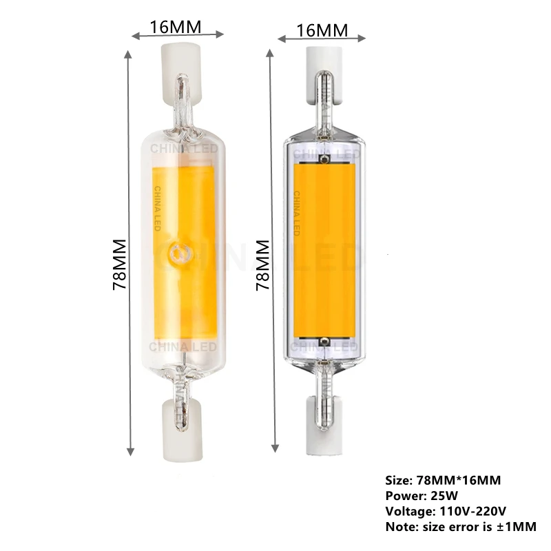 고출력 LED COB 유리관 전구, 가정용 할로겐 램프 교체, R7s COB 전구, 78mm 118mm, J78 J118, AC110V, 120V, 130V, 220V, 230V, 240V