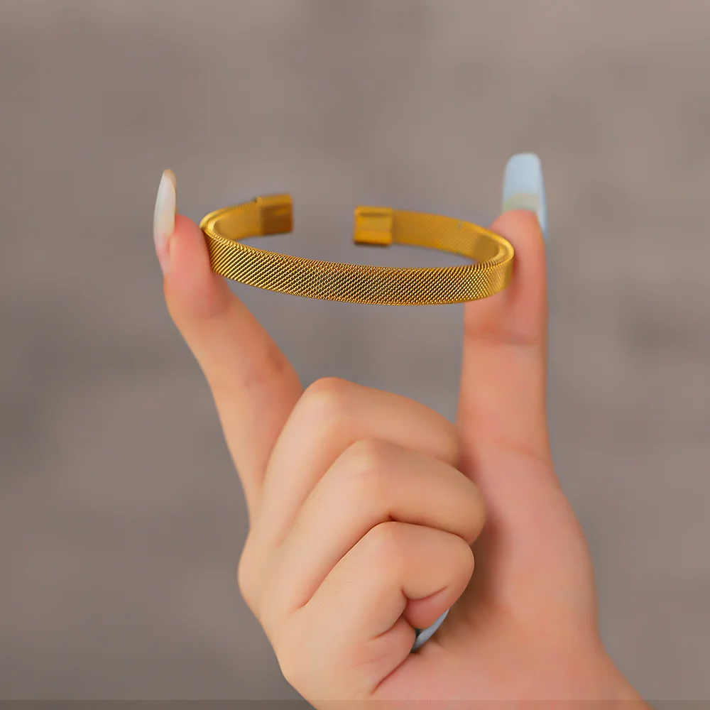 Women's Stainless Steel Elastic Woven Bangle Bracelet Non Fading Simple C-shaped Mesh Hand Accessory bangle bracelet stainless steel bracelet woven bracelets