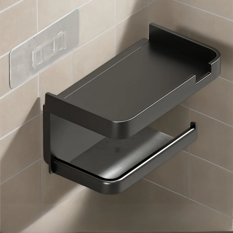 Easy to Install Wall Mounted Bathroom Tissue Holder No drilling required Self Adhesive Toilet Paper Dispenser Storage Holde paper towel holder toilet paper holder toilet paper rack toilet roll holder tissue holder