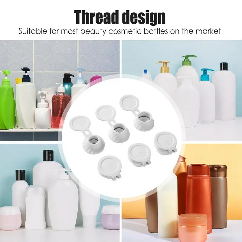 Condiment Container Lids Inverted Leak-Proof Bottle Emptying Lid 6PCS White No Waste Bottle Lid Portable Set For