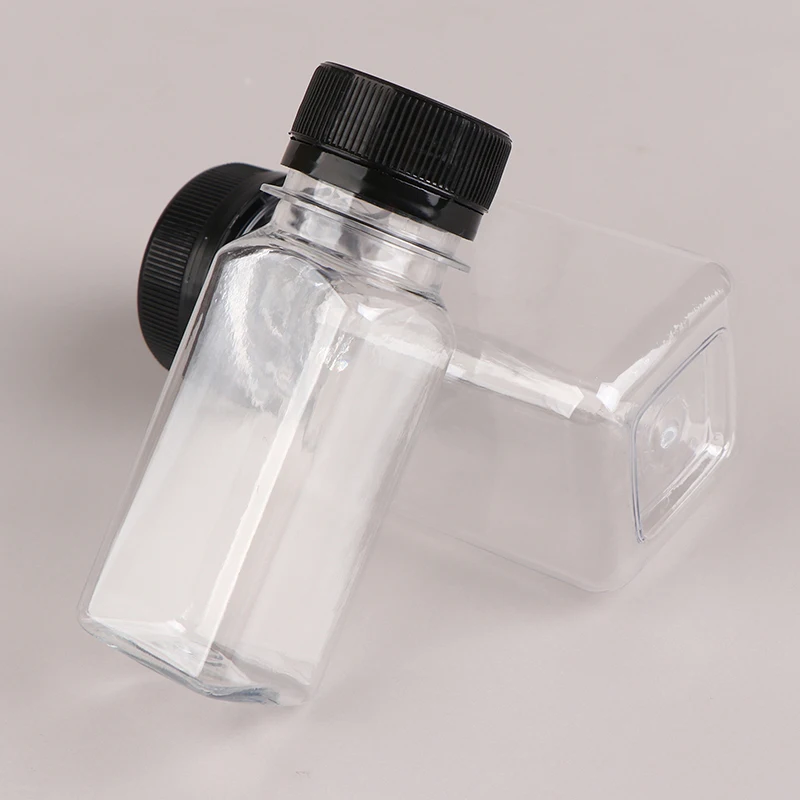 5PCS 60/120ML Clear Empty Plastic Juice Bottles With Caps Reusable